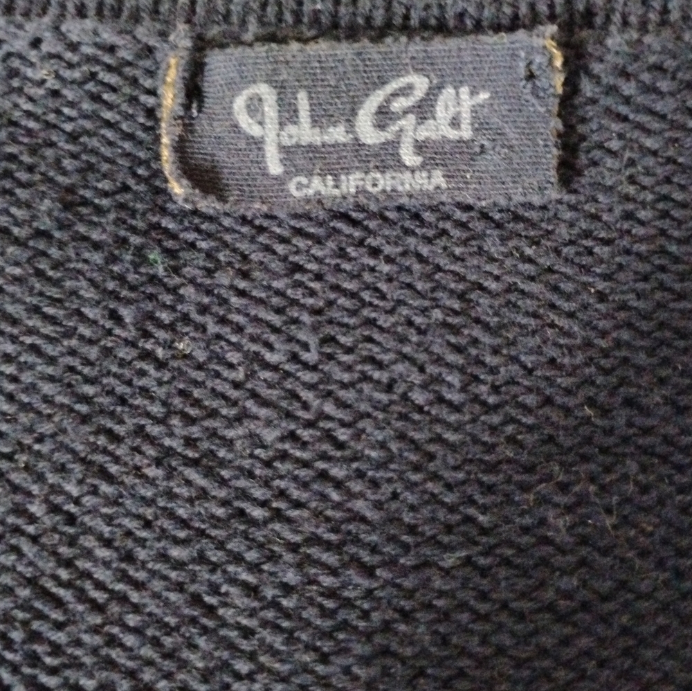 John Galt Cotton V-Neck Cardigan Sweater Navy Blue Red White Tennis Prep Sz Med - Picture 9 of 12